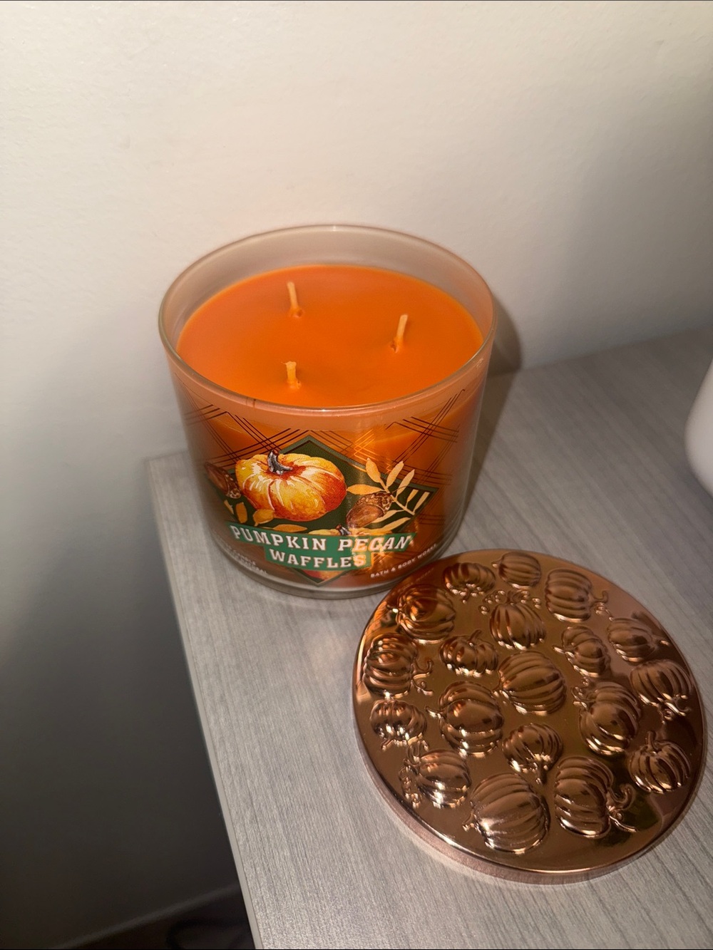 Bath and Body Works Pumpkin Pecan Waffles 3 Wick Candle - Picture 3 of 4